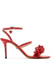 Mach&mach Mach & Mach Floral Embellished Red Leather Sandals In Red