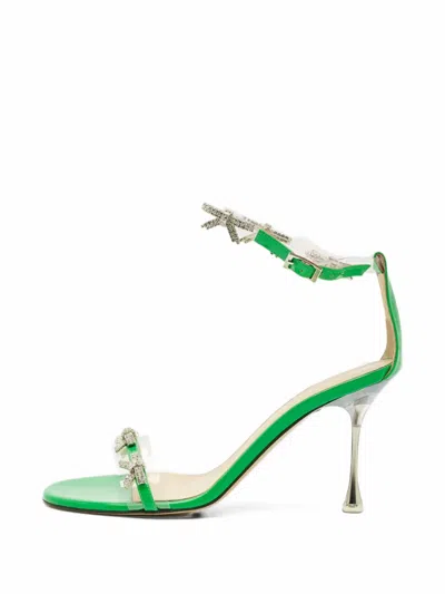 Pre-owned Mach&mach French Bow Ankle-strap Sandals In Green