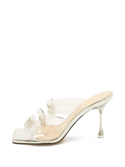 Pre-owned Mach&mach French Triple Bow Sandals In White