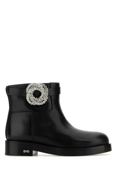 MACH&MACH MACH&MACH GALAXY BLACK LEATHER ANKLE BOOTS(40MM)