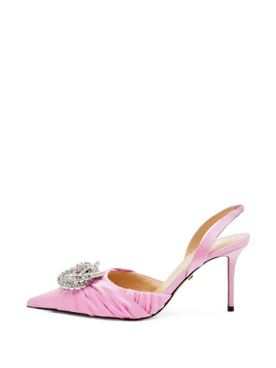Pre-owned Mach&mach Galaxy Crystal-embellished Slingback Pumps In Pink