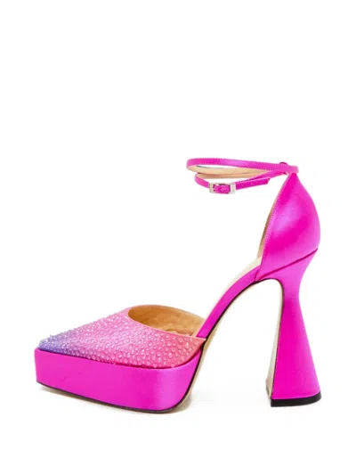 Pre-owned Mach&mach Galaxy Crystalized Platform Pumps In Pink