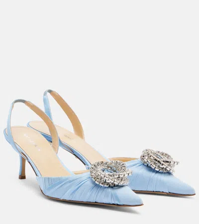Mach&mach Galaxy Embellished Satin Slingback Pumps In Blue