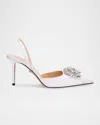 Mach&mach Galaxy Satin Crystal Slingback Pumps In Silver