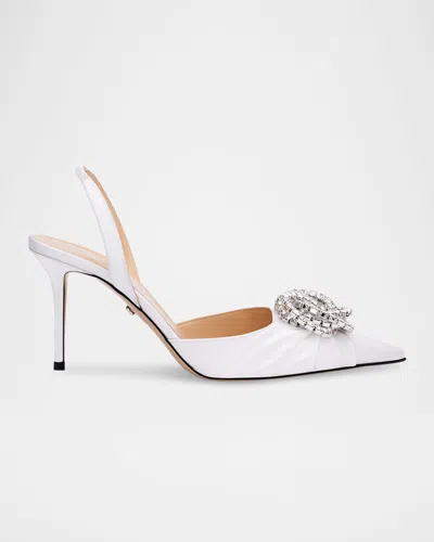 Mach&mach Galaxy Satin Crystal Slingback Pumps In Silver