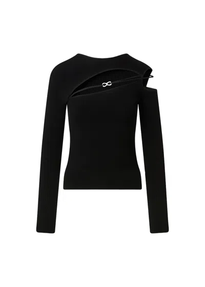 Mach&mach Georgia Black Rib-knitted Top