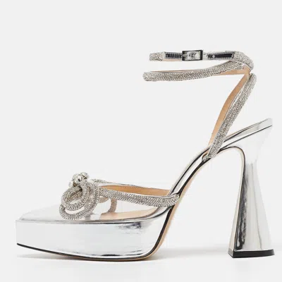 Pre-owned Mach&mach Georgian Size 39 Silver/transparent Leather And Pvc Double Bow Pumps