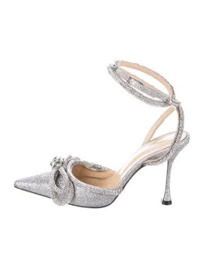 Pre-owned Mach&mach Glitter Bow Accents D'orsay Pumps