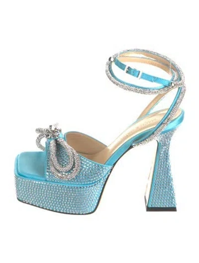 Pre-owned Mach&mach Glitter Bow Accents Sandals In Blue