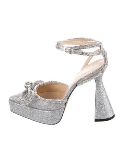 Pre-owned Mach&mach Glitter Crystal Embellishments D'orsay Pumps