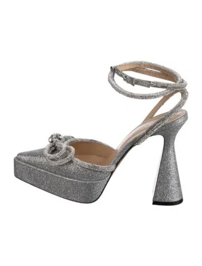 Pre-owned Mach&mach Glitter Crystal Embellishments Pumps In Metallic/silver