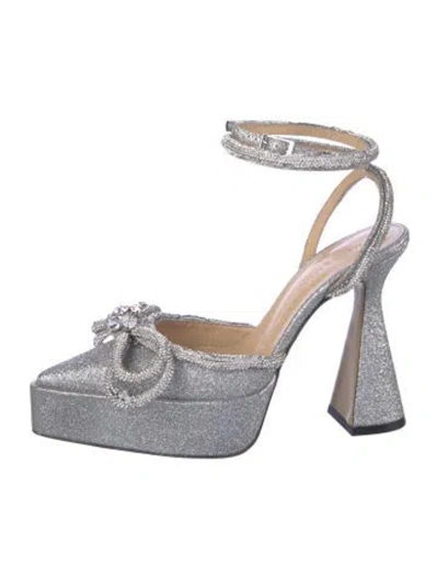 Pre-owned Mach&mach Glitter Crystal Embellishments Pumps In Metallic/silver