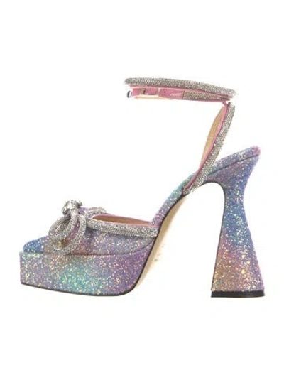Pre-owned Mach&mach Glitter Glitter Accents Slingback Pumps In Purple