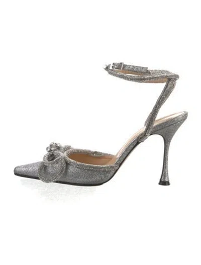 Pre-owned Mach&mach Glitter Glitter Accents Slingback Pumps In Silver