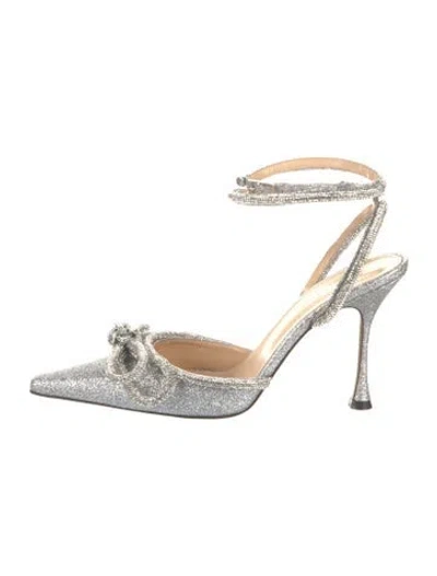 Pre-owned Mach&mach Glitter Glitter Accents Slingback Pumps In Silver