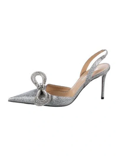 Pre-owned Mach&mach Glitter Glitter Accents Slingback Pumps In Silver