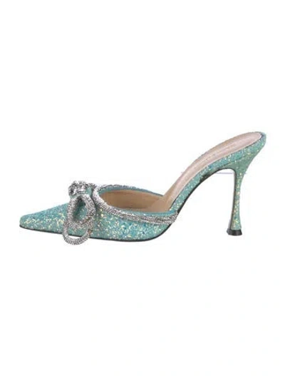 Pre-owned Mach&mach Glitter Mules In Blue