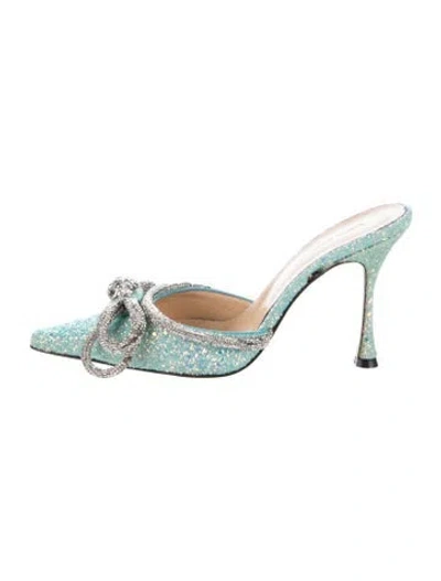 Pre-owned Mach&mach Glitter Patterned Mules In Blue