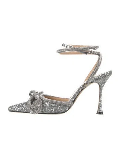 Pre-owned Mach&mach Glitter Patterned Pumps In Metallic/silver