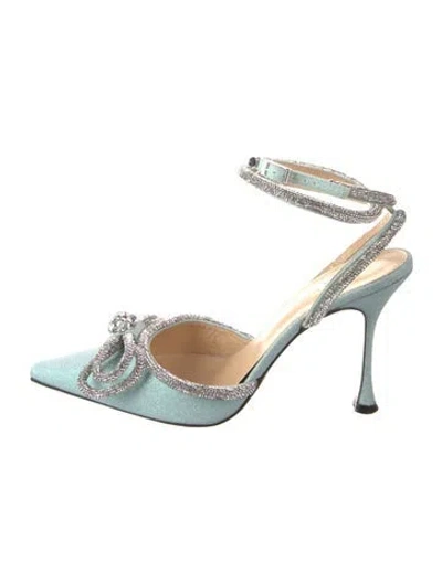 Pre-owned Mach&mach Glitter Patterned Slingback Pumps In Blue
