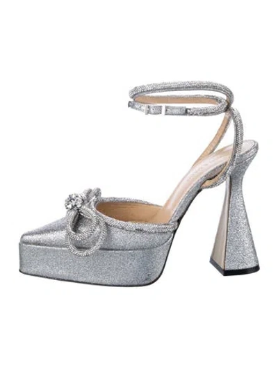 Pre-owned Mach&mach Glitter Patterned Slingback Pumps In Silver