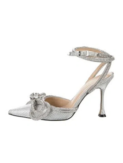 Pre-owned Mach&mach Glitter Tweed Pattern Pumps In Silver