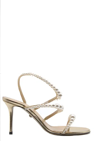 Mach&mach Gold Leather Sandals In Brown