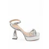 Mach&mach Gray Leather Platform Sandals In Silver