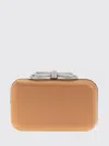 Mach&mach Mach & Mach Double Bow Satin Clutch In Neutral
