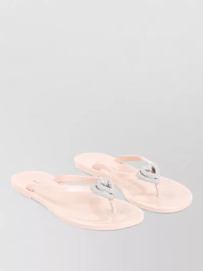 Mach&mach Heart Detail Rubber Thong Flat Flip Flops In Neutral