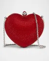 Mach&mach Heart Hotfix Crystal Suede Clutch Bag