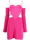 Mach&mach Heart-shaped Ribbed Minidress In Rosa