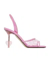 Mach&mach Pink Heart Embellished Sandals In Pink