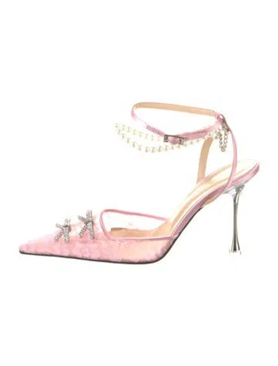 Pre-owned Mach&mach Lace Bow Accents D'orsay Pumps In Pink
