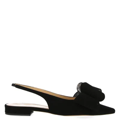 MACH&MACH LADIES BLACK BOW DETAIL SLINGBACKS