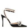 Mach&mach Ladies Black Satin 110 Double Crystal-embellished Pumps