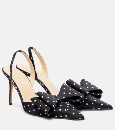 Mach&mach Le Cadeau 85 Polka-dot Satin Pumps In Black