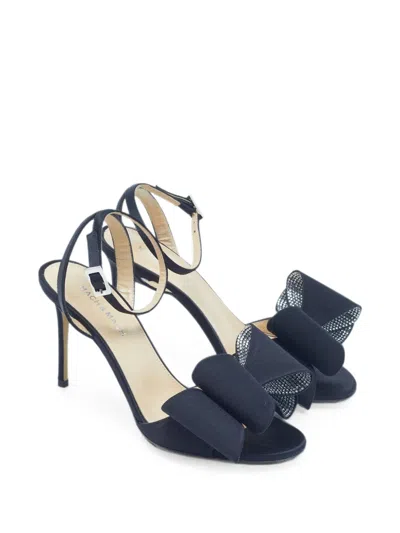 Pre-owned Mach&mach Le Cadeau Bow Sandals In Black