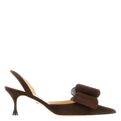 Mach&mach Le Cadeau Bow Slingback Pumps In Brown