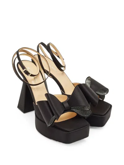 Pre-owned Mach&mach Le Cadeau Bow-detail Platform Sandals In Black