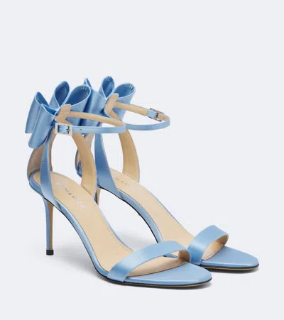 Mach&mach Le Cadeau Bow-detail Satin Sandals In Blue