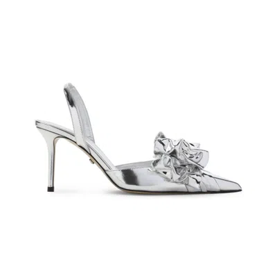 Mach&mach Le Cadeau Silver Wrapped Leather Pumps In Metallic