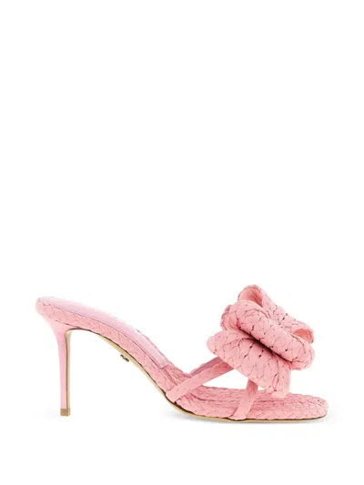 Mach&mach Le Cadeau Braided Bow Stiletto Sandals In Pink