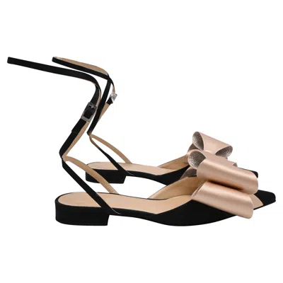 Mach&mach Le Cadeau Wrap Strap Ballet Flats In Black Suede In Multi