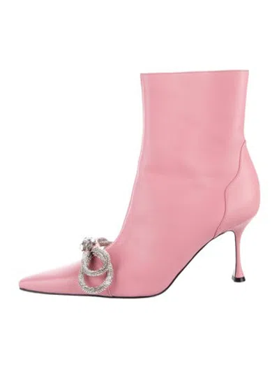 Pre-owned Mach&mach Leather Bow Accents Boots In Pink