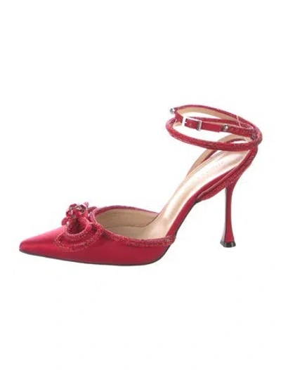 Pre-owned Mach&mach Leather Bow Accents D'orsay Pumps In Red