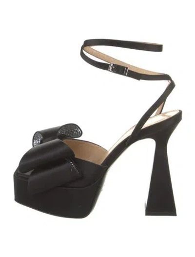 Pre-owned Mach&mach Leather Bow Accents Sandals In Black