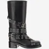 Mach&mach Mach & Mach Leather Combat Boots With Straps And Eyelets In Black