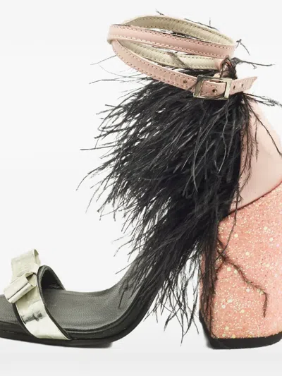 Pre-owned Mach&mach Leather Feather Sandals In Pink