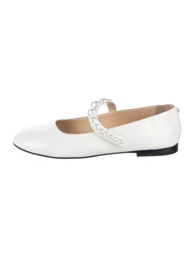 Pre-owned Mach&mach Leather Mary Jane Flats In White